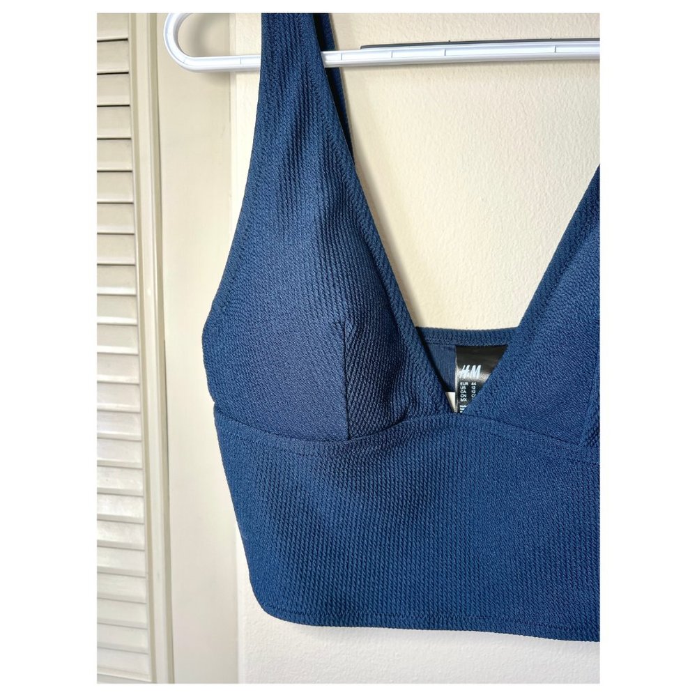 H&M Padded Longline Bikini Top | Wide Adjustable Straps | Navy | Size 12